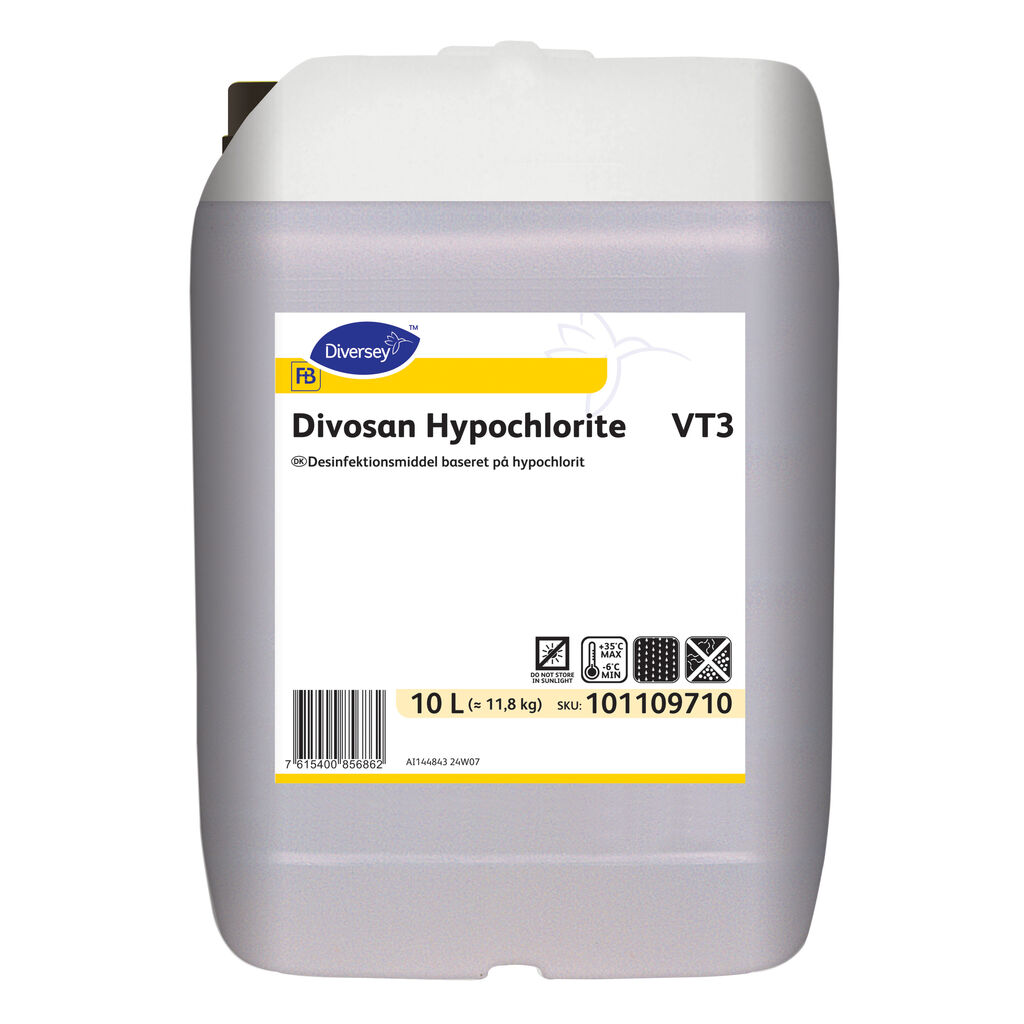 Divosan Hypochlorite VT3 10L - Desinfektionsmiddel baseret på hypochlorit